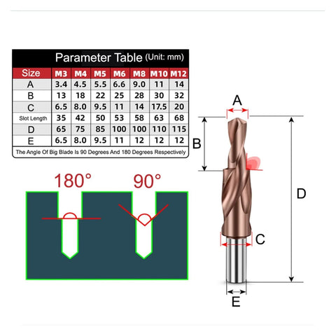 M35 HSS-Co cobalt two-stage step drill bit with dimension diagram and size table (Amazon Tools)