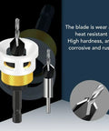 Premium 4 Flute Step Drill Bit Set For Woodworking And Metalworks Jobs With Adjustable Depth Stop Collar Alloy Steel Construction, close-up