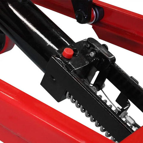 Heavy Duty Hydraulic Lifting Table Delivers Rock Solid 500 Kg Support With Smooth 90 Cm Platform Effortless Height Adjustments Built Like A Tank Red Steel Workshop Staple