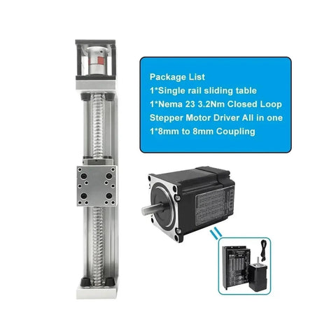 Tough As Nails Sixty Millimeter XYZ Axis Linear Actuator Stage Slide With Ball Screw Drive And Nema 23 Servo Motor Paired With Fifty Seven Millimeter Linear Rail for projects.