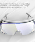 VOLTSPARK CO2 laser eye protection glasses, front view, OD 5+, clear mirrored lenses for laser cutting