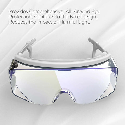 VOLTSPARK CO2 laser eye protection glasses, front view, OD 5+, clear mirrored lenses for laser cutting