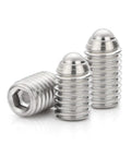 Kickass Heavy Duty Stainless Steel Ball Plunger Set With Slick Knurled Thumb Nut And Hex Socket Set Screws M3 M4 M5 M6 M8 sizes in close-up view.