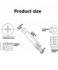 Dimensions diagram of Premium Cam Lock Fasteners for Furniture Assembly and Repair, including sizes for 100 pack cam screws.