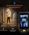 Beast Mode Long Range Android 13 PDA Barcode Scanner With Zebra 4850, displayed in warehouse setting with worker.