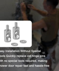 Badass Stainless Steel Framed Shower Door Hinge Pins With Washers for 5/16 Inch Continuous Hinges, shown with washers.