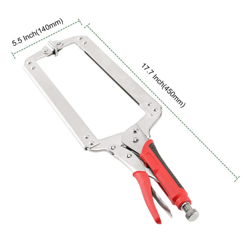 Built Tough 18 Inch C Clamp Locking Pliers Set With Swivel Pads And Rubber Handle Sleeve Heavy Duty Welding And Woodworking Tool For A Beast Grip 7 Inch Max Jaw Opening High Carbon Steel.