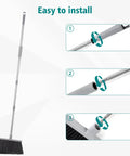 Four Pack Beast Mode Outdoor Broom Set With 58-Inch Stainless Steel Handle, 12.6-Inch Wide Angle Broom Head assembly guide