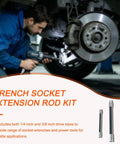 Mechanic using Flexible Socket Extension Kit for 1/4 and 3/8 inch drives on car brakes