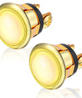 2 Pack Lighted Doorbell Button Replacement Kit No Fuss Plug And Play Easy Install Wired Doorbell Button With Round Rim And Bright Center LED Gold Yellow Light Universal Fit