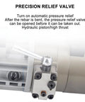 Portable Electric Rebar Bender With Pure Copper Motor 1800W Hydraulic Tool Max 36mm Bend showing precision relief valve mechanism.