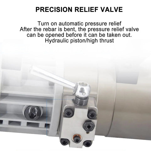 GFJYKDL Portable Electric Hydraulic Rebar Bender Machine For 25 Mm Steel Bars showing precision relief valve for pressure relief.