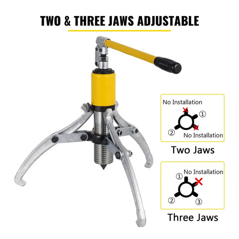 Tough As Nails 15 Ton Hydraulic Gear Puller Featuring Adjustable Two Or Three Jaws for easy use in garage repairs.