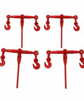 Heavy Duty Ratchet Chain Binder Set Three Eighths To One Half Inch With G70 Hooks, Four Pack Tie Down Tool, front view
