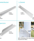 T-slotted bracket and support arm components of Heavy Rugged Solar Panel Pole Mount for Off Grid Living for DIY setups.