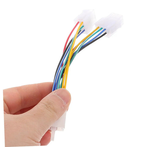 Hand holding a Five Piece Electric Bike Motor Cable Extension Harness Set For Quick Easy Install With Durable Connectors No Fuss.