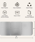 Patio Heater Reflector Shield With Support Rod For Heat Boost, Energy Saving And Directional Heating, 35.51x12.12 inches