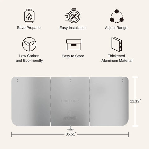 Patio Heater Reflector Shield With Support Rod For Heat Boost, Energy Saving And Directional Heating, 35.51x12.12 inches