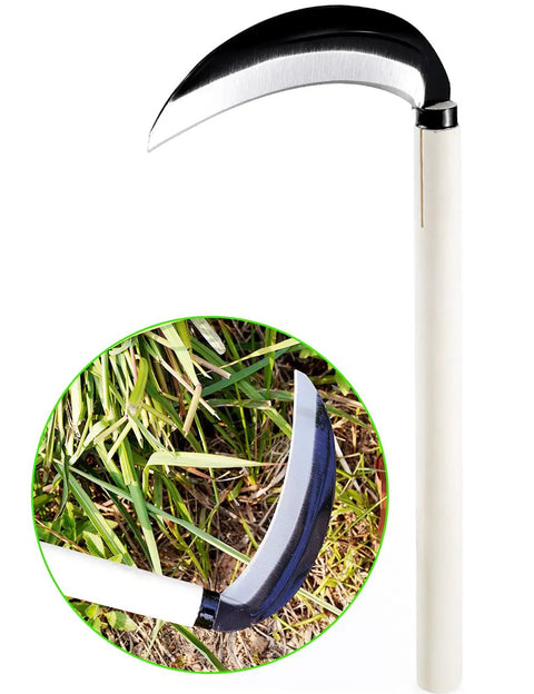 Carbon Steel Grass Sickle For Easy Weeding And Harvesting, Lightweight Garden Hand Tool With Sharp 15 Inch Blade And Wooden Handle