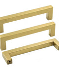 Brushed Brass Cabinet Pulls 4 Inch Square Bar Drawer Handles Pack Of 10 Sturdy Stainless Steel Gold Finish For Kitchen Cabinets And Bathrooms