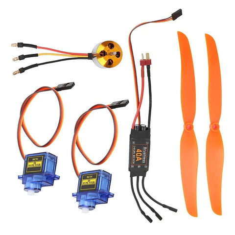 1000KV Brushless Motor With 40A ESC, 9G SG90 Micro Servo And 1060 Propeller Kit For RC Planes, Drones, And DIY Aircraft Repairs