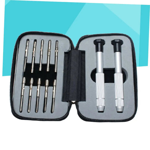 Open case showing 24 Piece All In One Eyeglasses Repair Kit with Sunglasses Screwdriver Set for Quick Repairs Lightweight and Portable