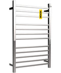 12 Bar Heated Towel Rack In Mirror Polished Stainless Steel Electric Towel Warmer With Built In Timer Wall Mounted Bathroom Heater Plug In Or Hardwired Sleek Silver Finish