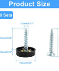 40 Piece Black 16mm Stainless Steel Mirror Screw Covers With Copper Washers And Decorative Caps For Glass Furniture Wardrobes And Tables product size chart showing measurements of screws and washers.