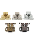 Five Dope Double Roller Door Catch Set pieces in various metallic colors for cabinets, drawers, and closets, vintage look and durable hardware.
