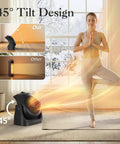All In One Heater And Fan Combo Portable Space Heater Desk Fan Air Circulator with 45 Degree Tilt shown in a cozy home office setting