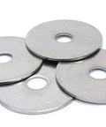 Stainless Fender Washer 0.406 In ID By 1.5 In OD By 0.05 In Thick, 18-8 (304) Stainless Steel Flat Washers, close-up view of washers
