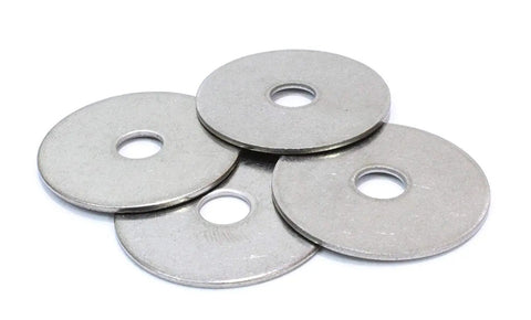 Stainless Fender Washer 0.406 In ID By 1.5 In OD By 0.05 In Thick, 18-8 (304) Stainless Steel Flat Washers, close-up view of washers