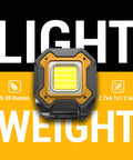 Compact 2 Pack Rechargeable LED Work Light with 6000mAh Battery, lightweight design, front view on colorful background