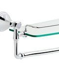 Wall Mounted Bathroom Shelf With Polished Chrome Towel Bar And Glass Shelf, Space Saving Storage Organizer, zinc construction