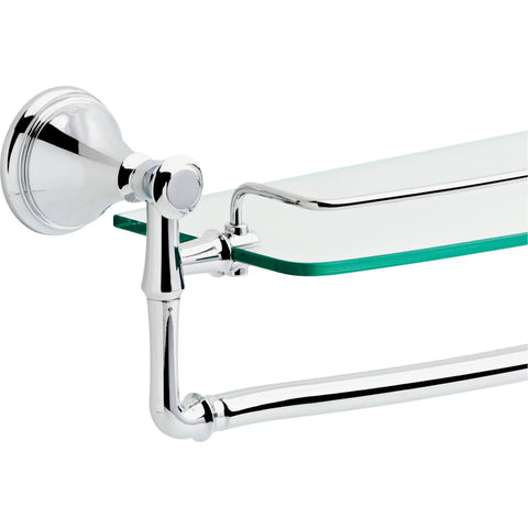 Wall Mounted Bathroom Shelf With Polished Chrome Towel Bar And Glass Shelf, Space Saving Storage Organizer, zinc construction