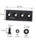 Metal Track Connection Plate Set For Barn Door Fixes Straight Brace Brackets And Fixing Plates with dimensions and screws.