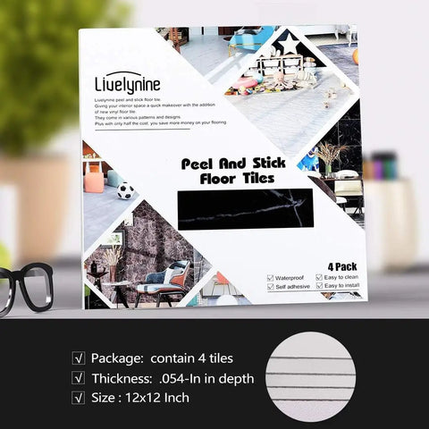 Black Peel And Stick Floor Tiles 12x12 Inch 32 Count Self Adhesive Vinyl Faux Wood Grain Waterproof Flooring box