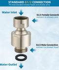 All Metal Shower Head Swivel Ball Joint Adapter For Solid Brass Adjustable Shower Arm Connector And Extension, Universal Showerhead Connector, Brushed Nickel Finish, No Leak Design, Heavy Duty, Leak-Free Performance; G1/2 brass adapter with O-ring