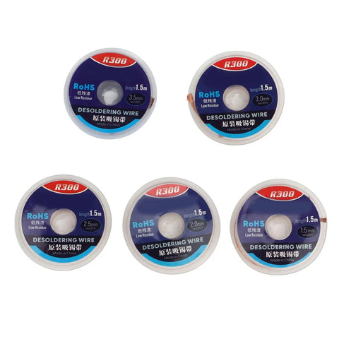 Five Piece Pro Grade High Purity Copper Soldering Wick Desoldering Solder Removal Braid Set For PCB Circuit Board Repair