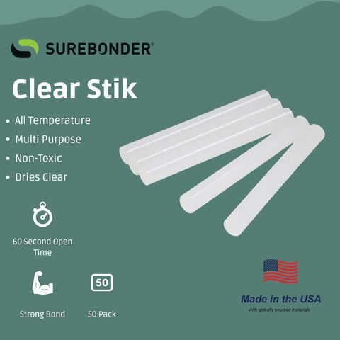 Full Size Hot Glue Sticks 50 Pack Clear Non Toxic Multi Temp 4 Inch By 0.43 Inch For Full Size Glue Guns DIY Projects Arts Crafts And Home Repairs Sweet For Wood Metal Fabric Projects packaging design