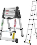 Telescoping A Frame Ladder For Home And RV All Aluminum 8.5Ft A Frame With 9 And 7 Step Sections Extends Up To 13Ft Reach