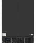 Back view of Top Shelf Commercial Glass Two Door Display Refrigerator And Upright Beverage Cooler With Bright LED Lighting.