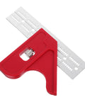 Metal Angle Ruler For Woodworking And Carpentry High Precision Protractor Tool with red handle and metal blade