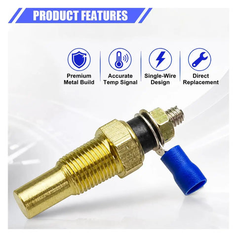Universal Water Coolant Temperature Sensor 1/8 NPT Thread with straight up plug for direct replacement, featured with metal build.