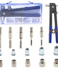 Heavy Duty Rivet Nut Tool Kit Includes Wrench Handle And Assorted Blind Nut Rivets For Car Repair Boat Building Furniture Assembly Plus Trailer Fixing Projects With Easy To Use Threaded Insert Fasteners That Make Your Work Way More Efficient, blue case
