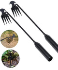 Uprooting Weeding Tool With Four Teeth, Pack of 2, Lightweight Manganese Steel Forged Hand Weeder, shown with usage examples