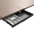 Under Desk Slide Out Pencil Drawer For Office, 15 Inch Wide Black Storage Organizer With Ball Bearing Slides, open view under desk