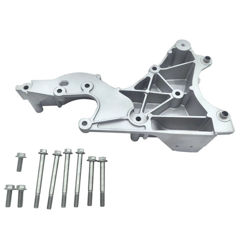 Heavy Duty Alternator And Power Steering Pump Mounting Bracket With Complete Bolt Kit Drops Right In For Cadillac Escalade Chevy Silverado Gmc Sierra Yukon 2002 2014 Replacement, showing steel bracket and bolts.