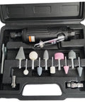 Pro Grade Air Die Grinder 22000 RPM Pneumatic Tool With 3mm And 6mm Collets in tool case with accessories.
