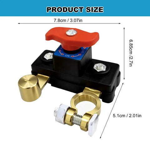 Car Battery Power Cutoff Switch Breaker With Pure Copper High Conductivity dimensions and brass construction
